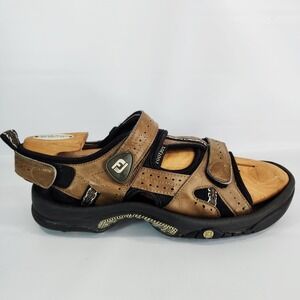 FootJoy Golf Sandals Mens 10 Brown Leather Adjustable Straps Spikes Dad 45607